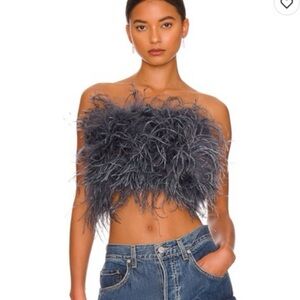 Revolve LAMARQUE Zania Top, Feathers / Smoked Blue (S)